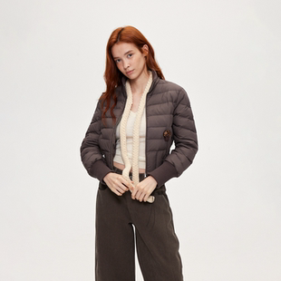 ACOSEY 原创设计感90白鸭绒修身正肩立领绗缝轻薄羽绒服外套