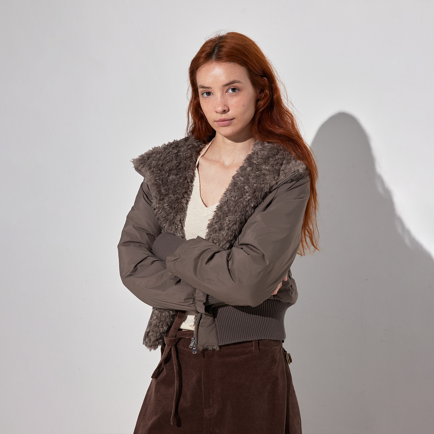 ACOSEY 25FW 原创设计感秋冬90白鹅绒环保皮草连帽修身羽绒外套