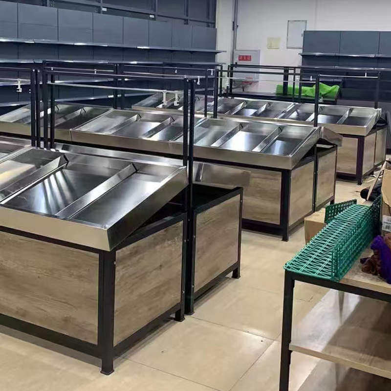 超市果蔬货架展示架生鲜多层水果中岛架子水果店双层蔬菜陈列货架