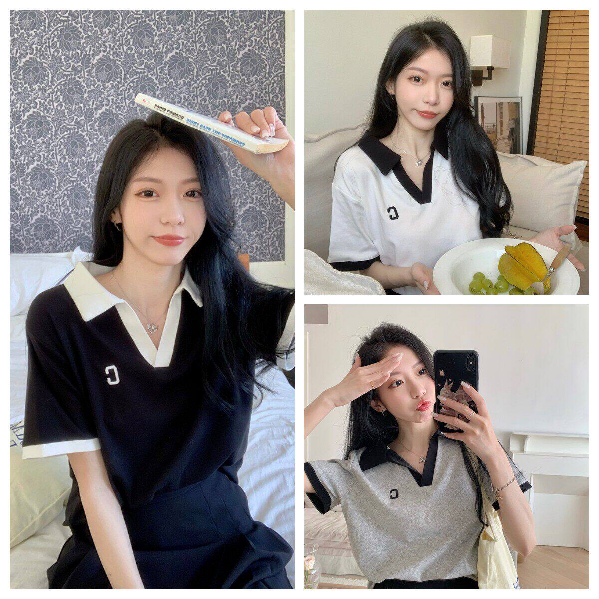 大尺码女装polo衫正肩短袖t恤2026夏季新款微胖mm遮肚子显瘦V领上