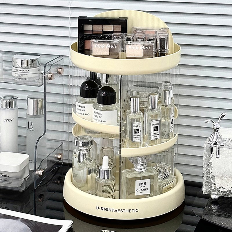 桌面旋转化妆品架子置物架亚克力香水展示收N纳盒宿舍梳妆台整理
