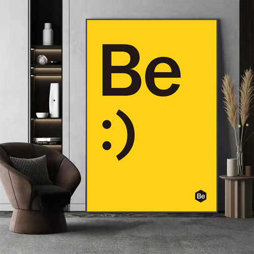 黄色笑脸治愈装饰画工作办公室背景墙面壁画儿童房间挂Z画桌面摆