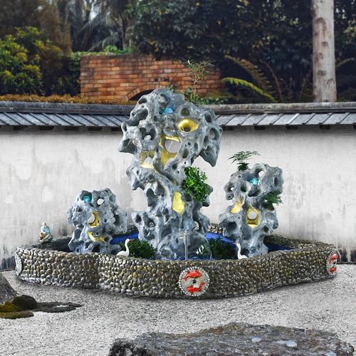 大型假山户外流i水喷泉太湖石落地摆件花园庭院水轮鱼池办公区装