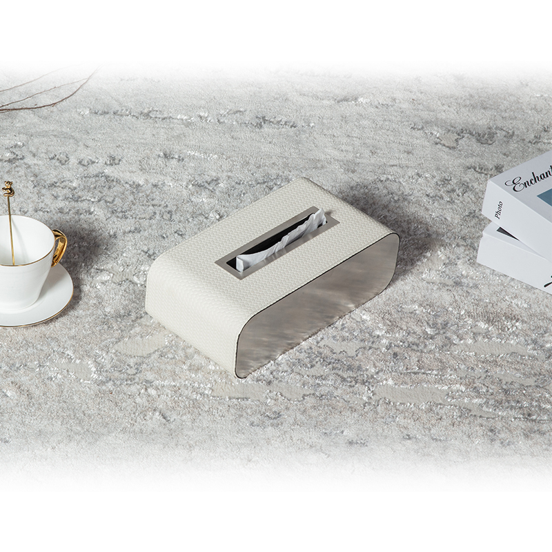 轻奢高级感d洽谈室编织纹皮革纸巾盒摆件售楼处客厅家居餐厅饰品