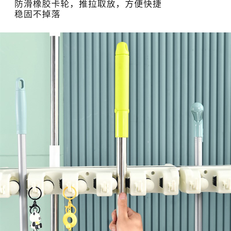 不锈钢拖把架商用可移动拖把架免打孔拖把K架落地式拖把架工厂学