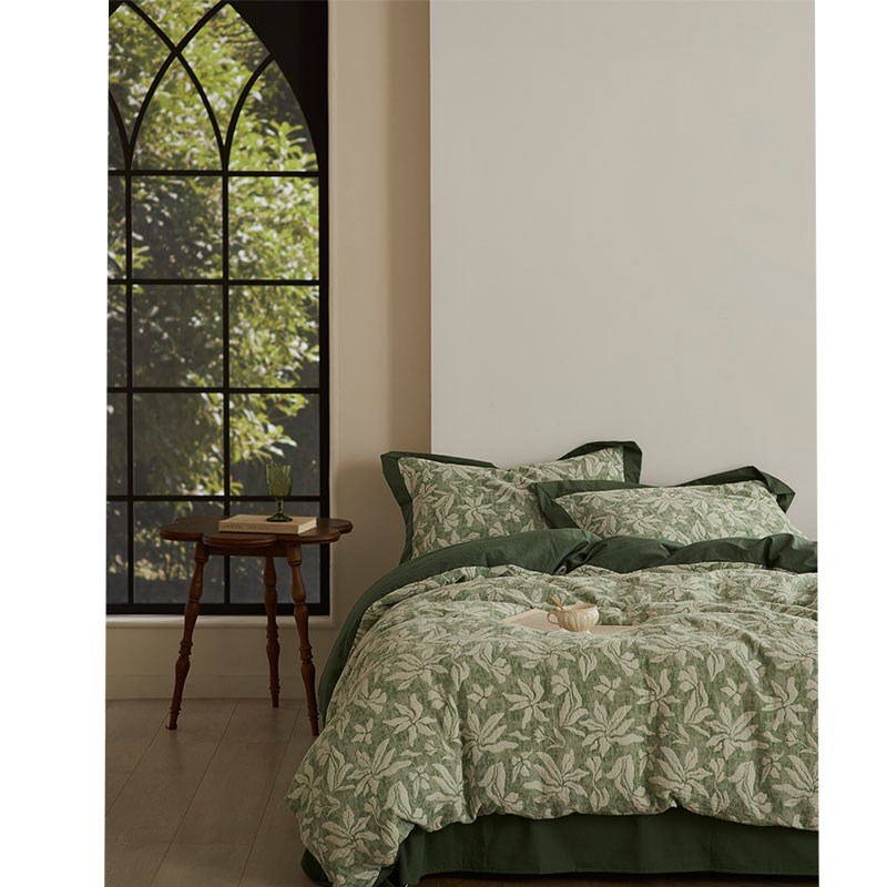 萨德侯爵夫/Jasmine小美式茉莉绿大提K花全棉床单四件套双层纱被