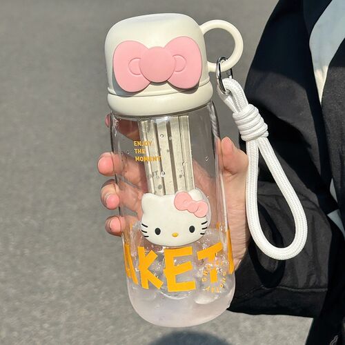 茶隔水杯小众设计感可爱塑料夏天大D容量女生茶水分离吸管便携杯