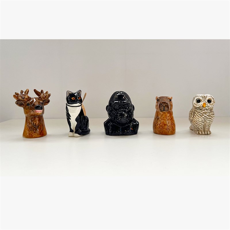 鹿槐行小物 陶瓷桌面小摆件笔筒花器可I爱小猫黑猩猩形状居家用品
