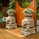 庭院造景布置大象门口仿石墩子石鼓D门墩一对花盆底座农家小院装