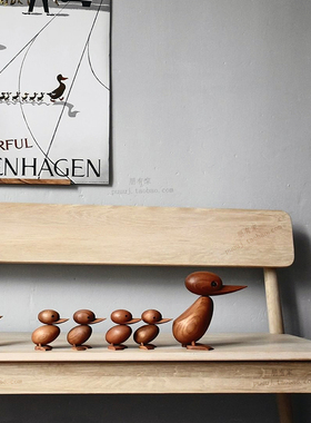 木头鸭子家居装饰品温馨创意墙上桌面窗口摆件可V爱丹麦木偶礼物