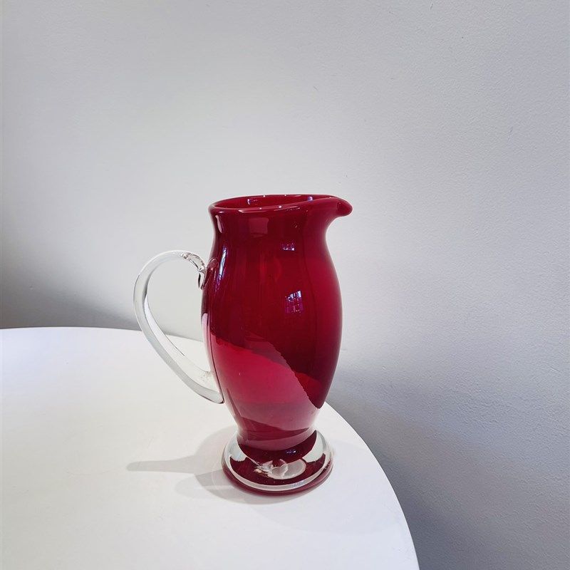 红色水壶带透明把l手花瓶外贸出口手工玻璃花器高度21口8.5,餐饮具,智能水杯,淘宝优惠券,粉丝福利购,淘宝优惠卷