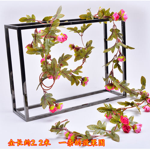 仿真玫瑰假花藤条蔓壁挂缠绕空调水管道遮挡N装饰客厅吊顶塑料欧