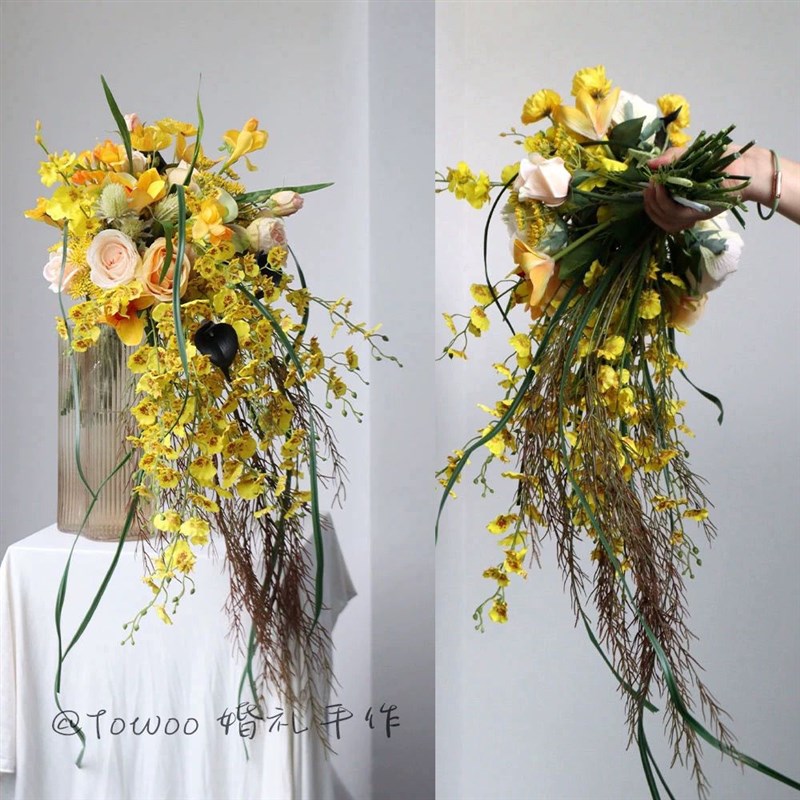 新款油画园林风重工手捧花韩系新娘领证仿真手捧花春X季外拍仿真