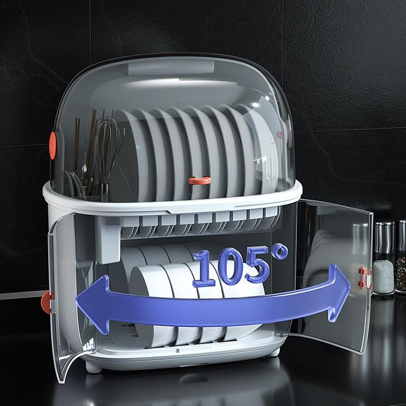 厨房碗碟碗盘收纳架n装碗筷收纳箱沥水碗架家用放碗盒带盖消毒碗