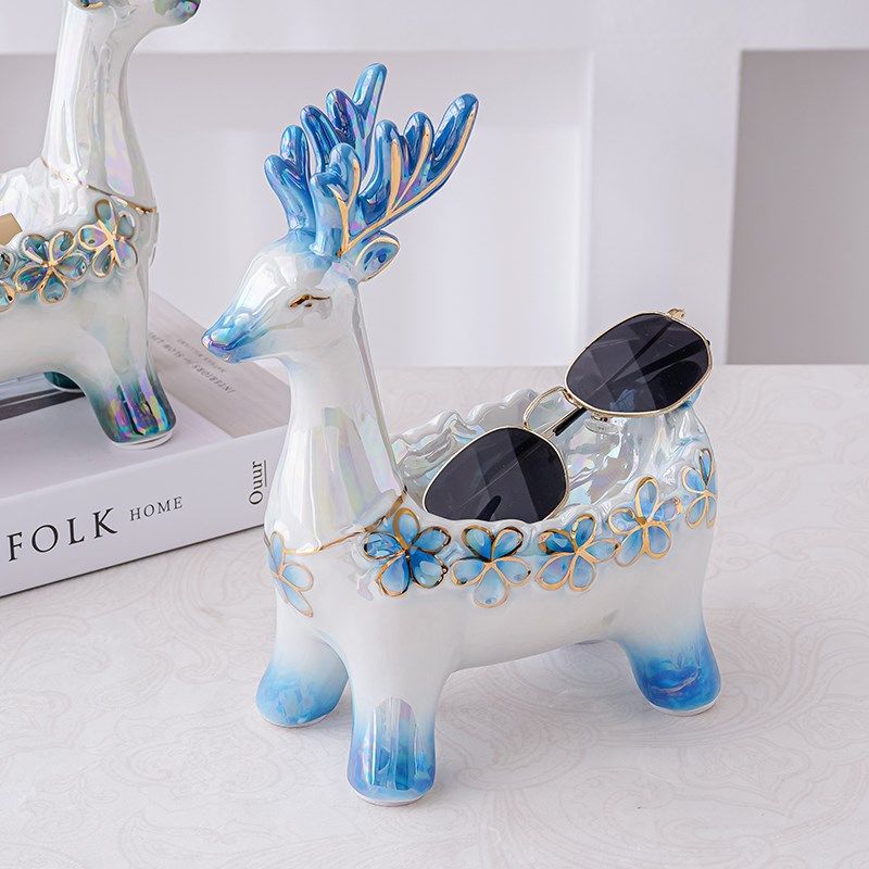 麋鹿陶瓷收纳摆件客厅玄关隔断装饰J品创意中式乔迁新居礼物,家居饰品,桌面摆件,淘宝优惠券,粉丝福利购,淘宝优惠卷