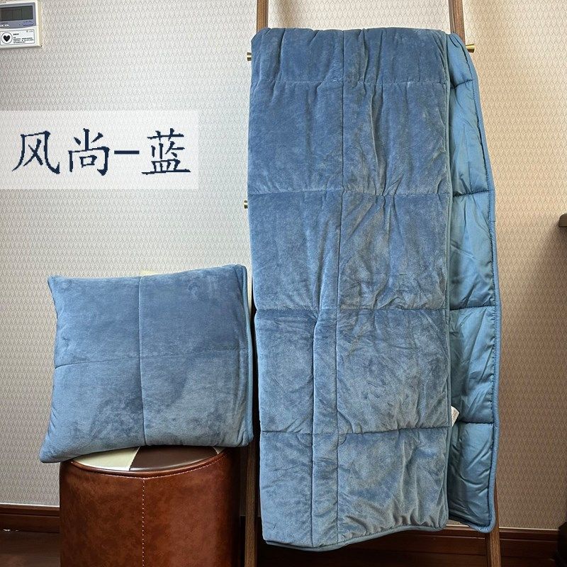 纯色两用午休抱枕被办公汽车沙发折叠靠H垫被子毛毯可折叠二合一