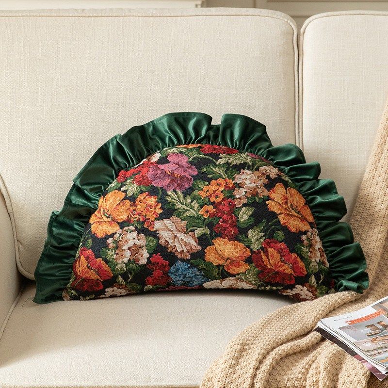 美式复古装饰长方形抱q枕提花高级ins靠枕荷叶边汽车沙发抱枕,居家布艺,床头靠垫,淘宝优惠券,粉丝福利购,淘宝优惠卷