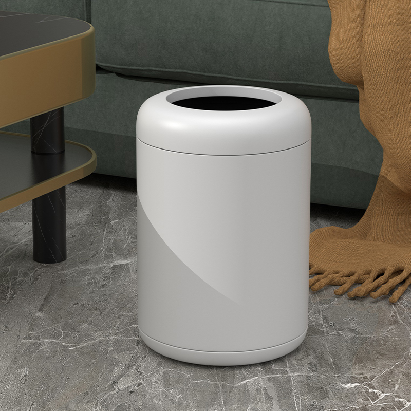 新款中式垃圾桶无盖家用2023双层加厚金属客厅卧室化妆.室厕所小