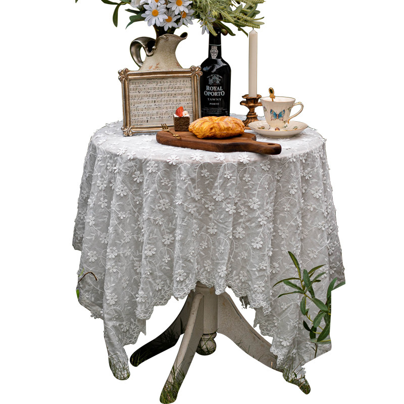 白色田园a蕾丝茶几盖布法式棉麻刺绣桌布复古餐桌布长方形甜品台,居家布艺,桌布,淘宝优惠券,粉丝福利购,淘宝优惠卷