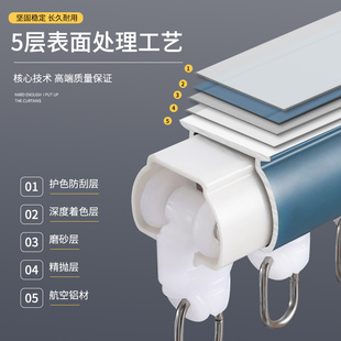 侧装 轨道窗帘加厚静音铝合金顶装 双轨直轨导N轨路轨滑轨滑道窗帘