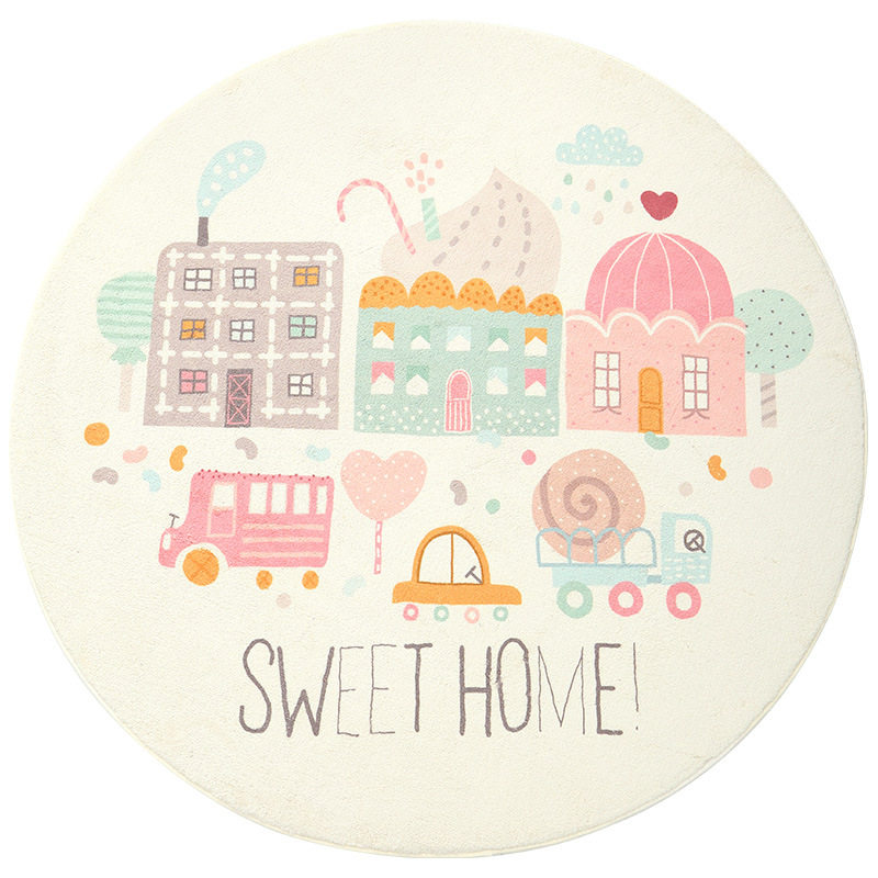 ins卡通圆形卡通羊羔绒防滑地毯家用儿童房卧Q室榻榻米床边游戏垫,居家布艺,地毯,淘宝优惠券,粉丝福利购,淘宝优惠卷