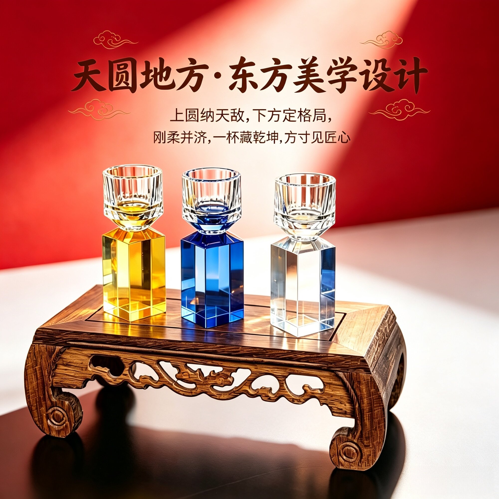 天圆地方雅酌水晶酒具套装白酒杯分酒器文创爸生日父亲节创意礼物