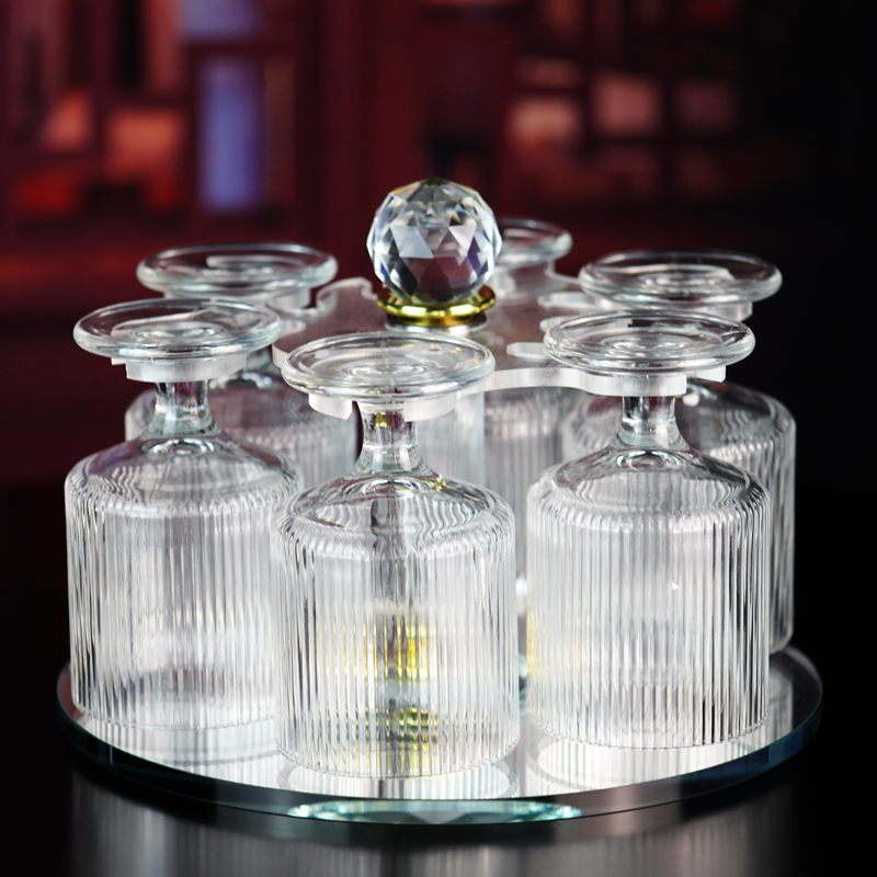 白兰地杯架水晶中国风屏风樱花仙桃杯架悬挂