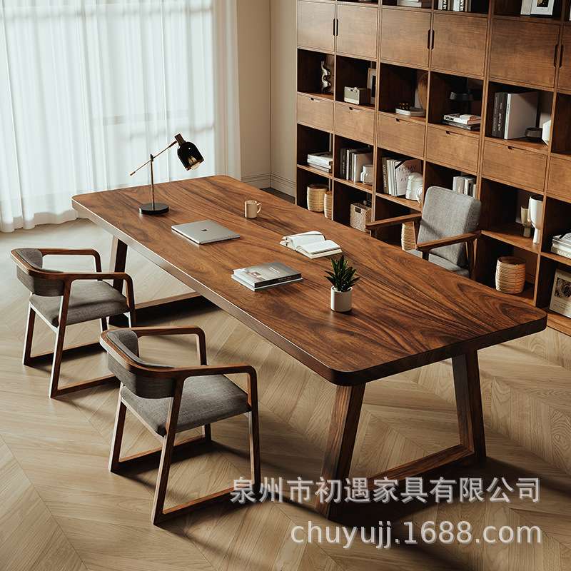 南美胡桃木高档实木书桌椅书房书法桌工作台办公学习桌客厅大长桌