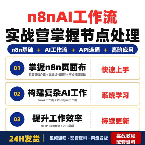n8nAI工作流实战营掌握节点处理API连通Sora2工作流等核心完整版