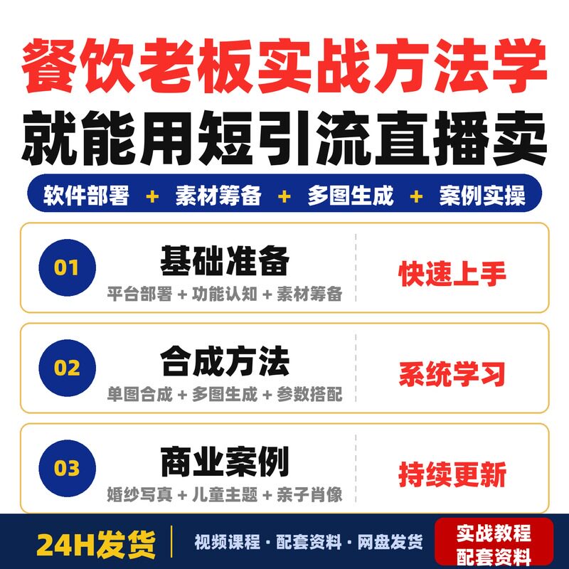 餐饮老板实战方法学就能用短引流直播卖团购精准投流私域运营