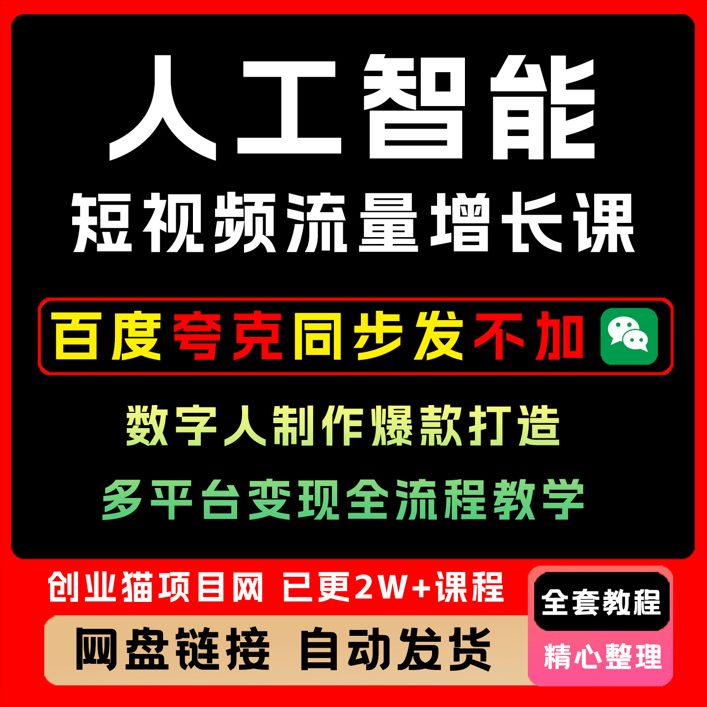 人工智能短视频流量增长课数字人制作爆款打造多平台变现教学