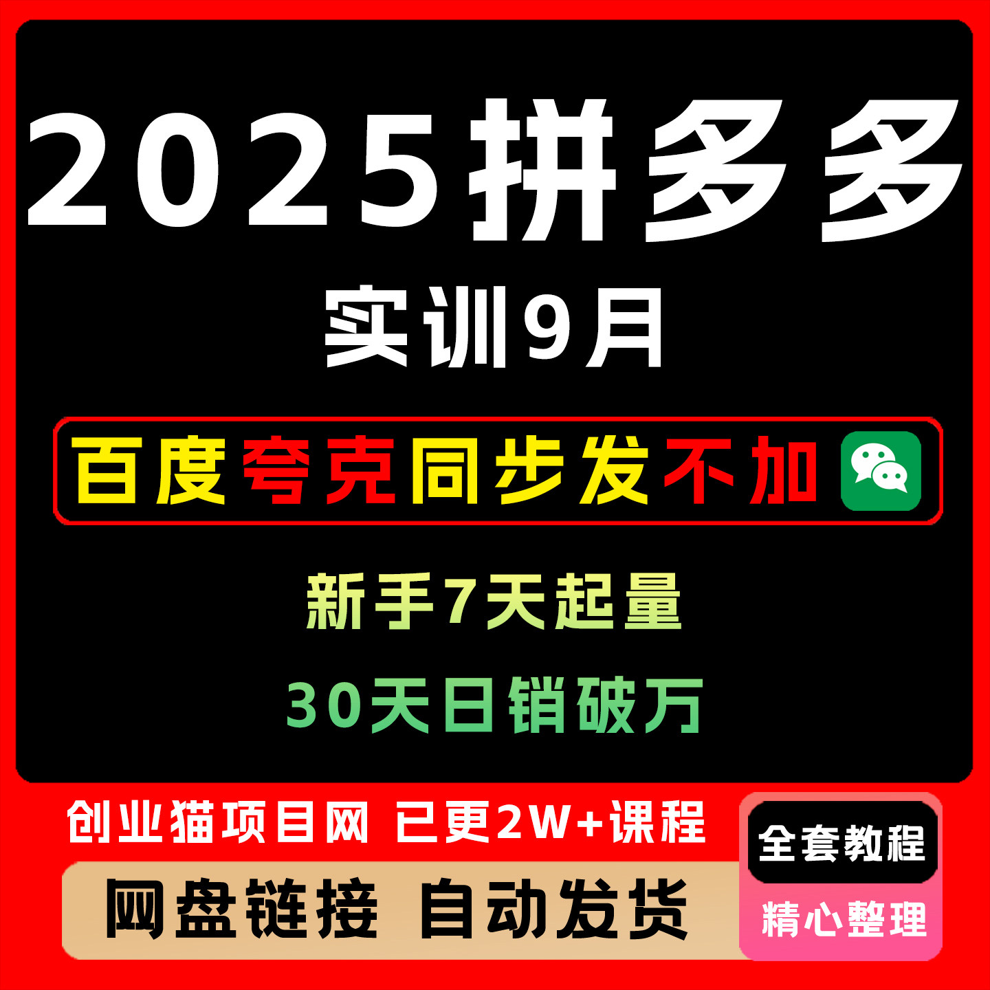 2025拼多多实训9月新手7天起量30天日销破万月利润3-10万可矩阵