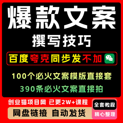 爆款文案撰写技巧 100个爆火文案模版直接套 390条爆火文案直接拍