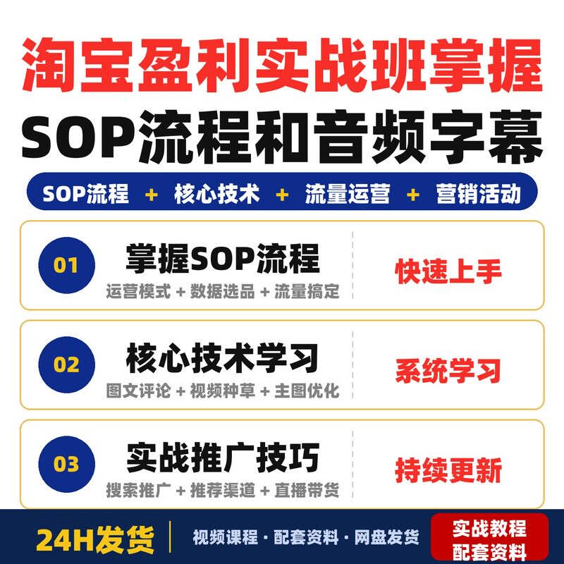 淘宝盈利实战班杭州线下课12月26-28日音频字幕掌握SOP流程和12