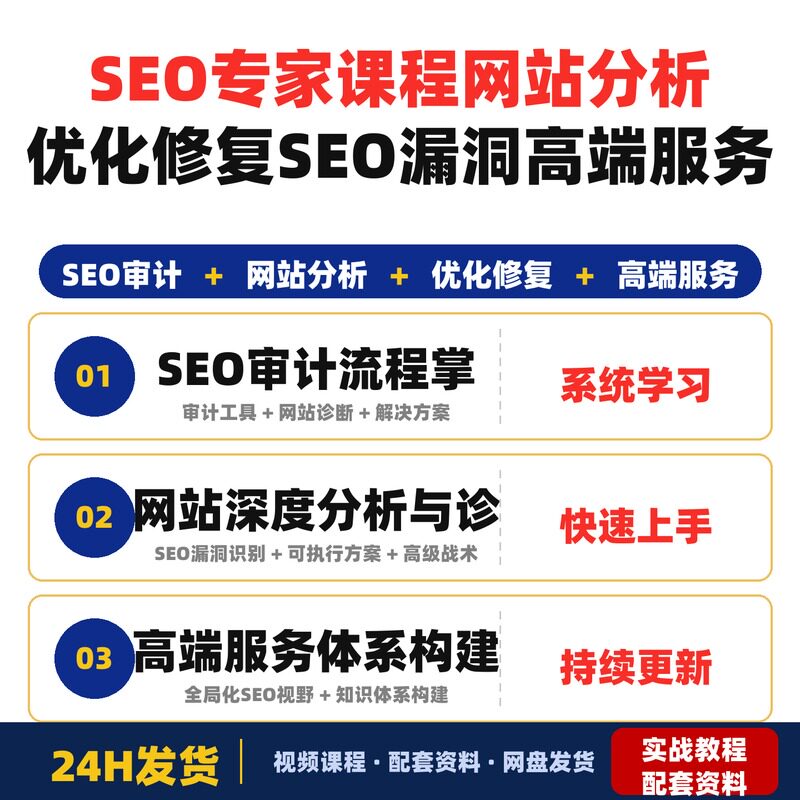 SEO审计专家课程网站分析与优化修复SEO漏洞高端服务体系全套教程
