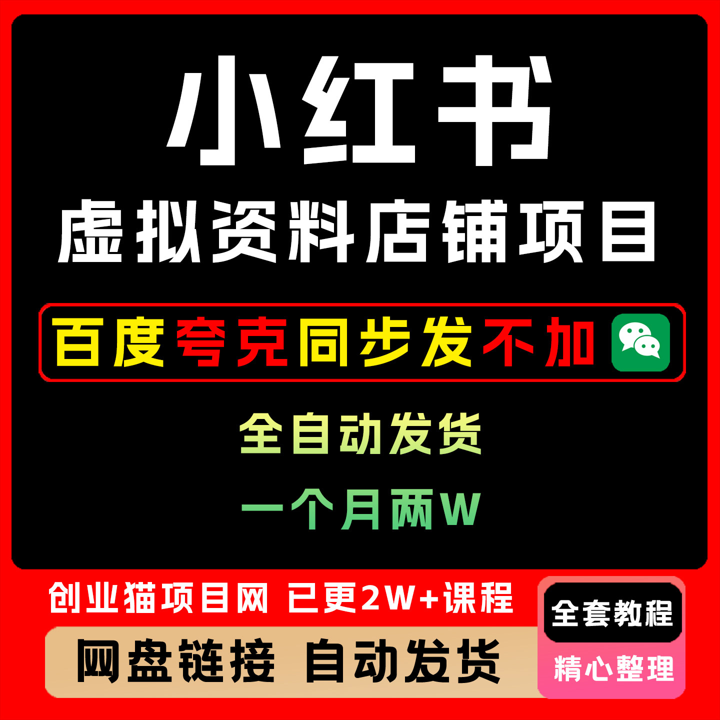 小红书虚拟资料店铺项目全套视频精讲学习资料课件教学课程项目