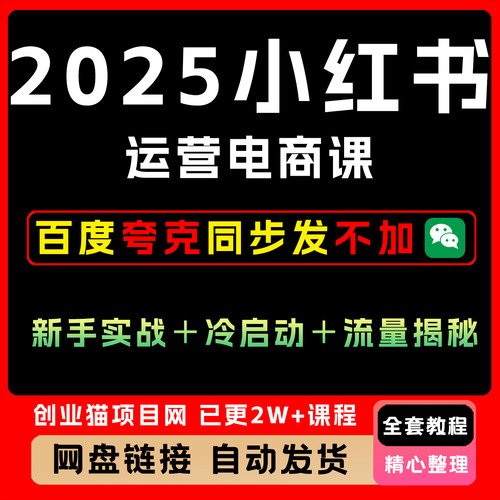 2025xhs运营电商课：新手实战＋冷启动＋流量揭秘，创业项目
