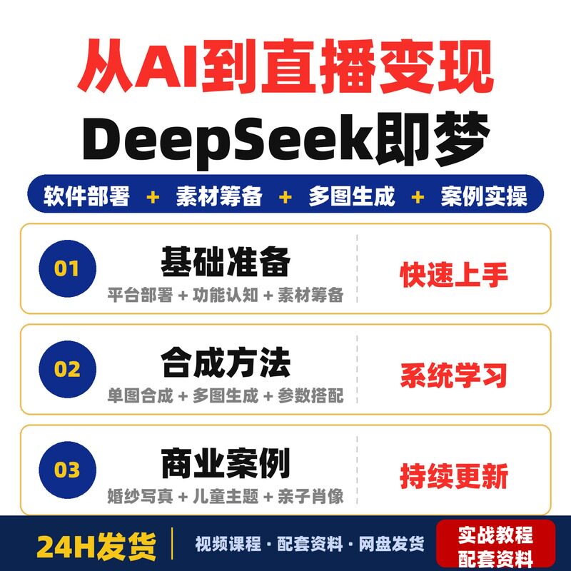 从AI到直播变现DeepSeek即梦等AI工具实战教学生产爆款打造高流量图片