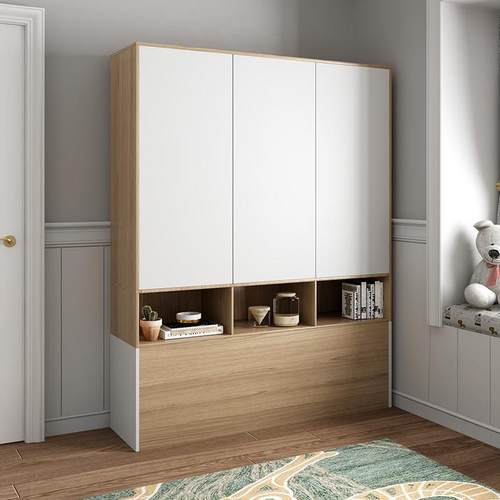 原木色配套立柜 简约现代家用小户型卧室平开门衣柜