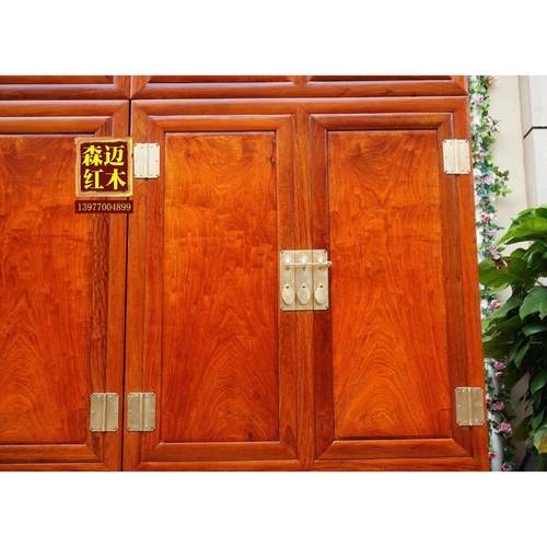 缅甸花梨顶箱柜 四门同料 大果紫檀加厚独板收纳空间实木衣柜原木