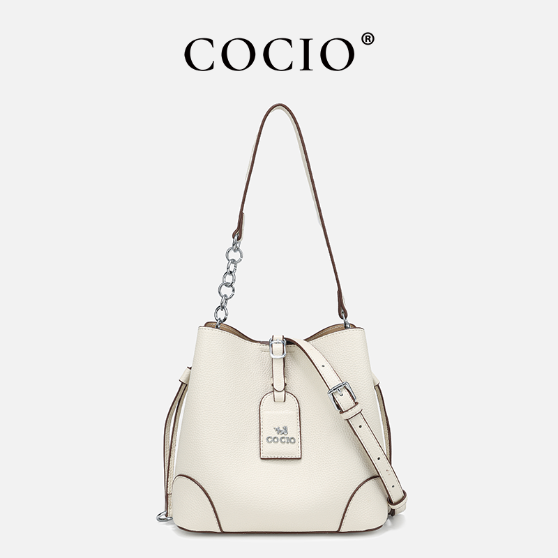 COCIO 轻奢斜跨手提女包通勤2024新款潮时尚百搭单肩水桶包CC055