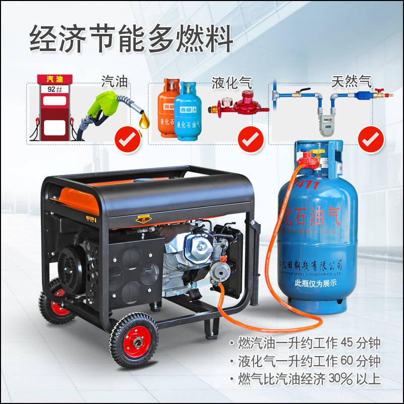 首嘉8千瓦小型汽油发电机家用单相220V/8KW三相380V/8000W/10千瓦