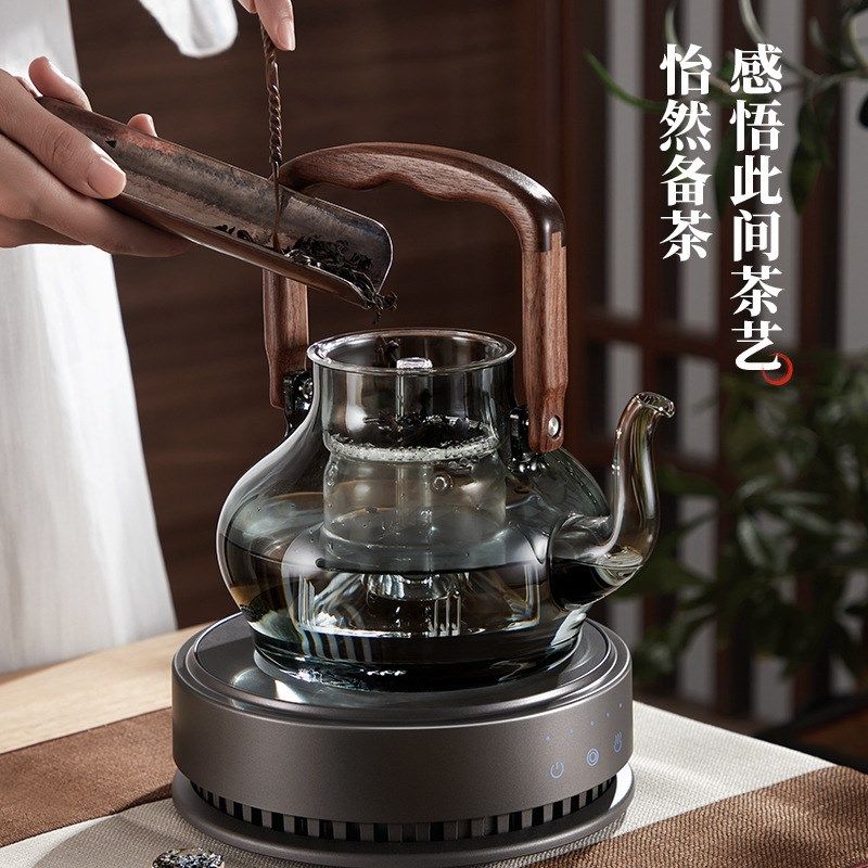 德茗堂猫眼代电陶炉加热煮茶炉智能静音白陶壶小型茶壶