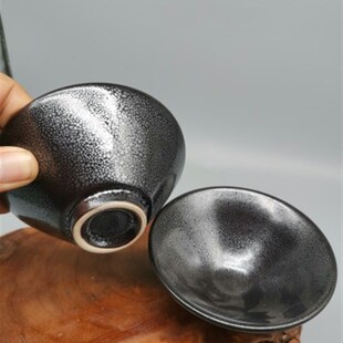 博山陶瓷雨点天目釉复古人杯茶杯单个人杯功夫茶具品茗杯烫手