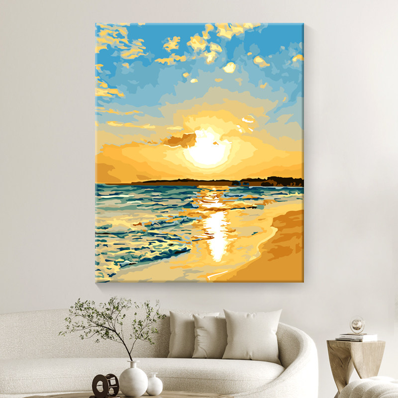 油画治愈涂画填色手工数字油画水彩画装饰画手绘油彩画光芒