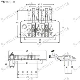电吉他电吉他摇琴桥摇颤音系统 拉弦板弦桥 颤音器黑