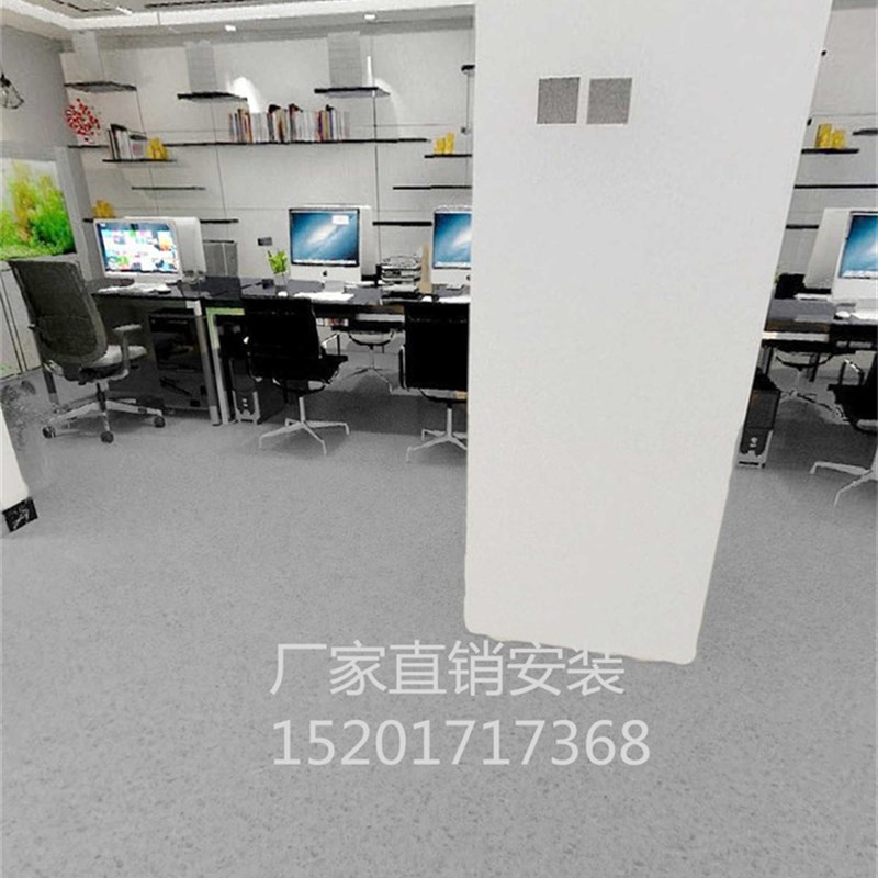 灰色石塑地胶公司宿舍地面水泥地直接铺地翻新改造耐磨防滑防水