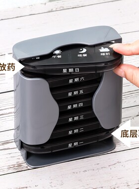 天药盒早午晚餐前餐后提醒大容量装药饭前饭后便携带分装药盒子