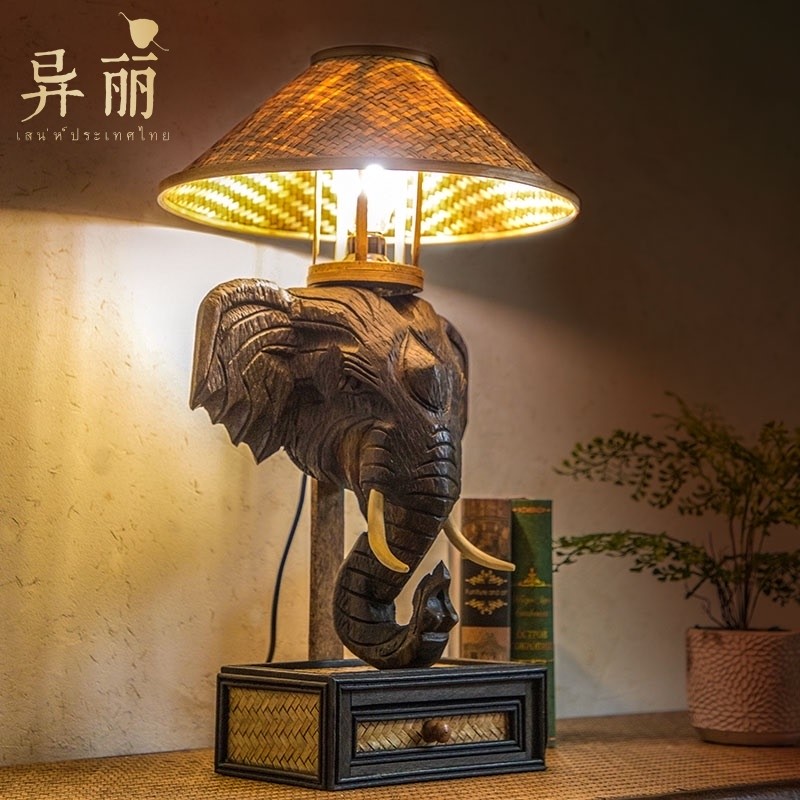 东南亚大象台灯卧室床头灯泰式创意性复古怀旧酒吧酒店装饰台灯