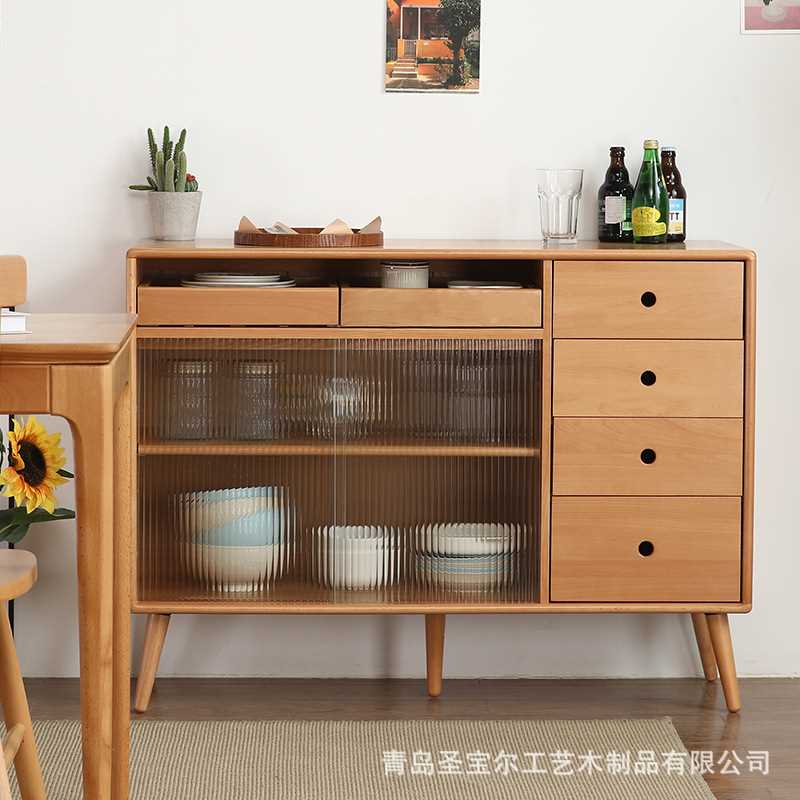 全实木餐边柜北欧榉木置物柜现代简约厨房餐厅柜子靠墙家用储物柜